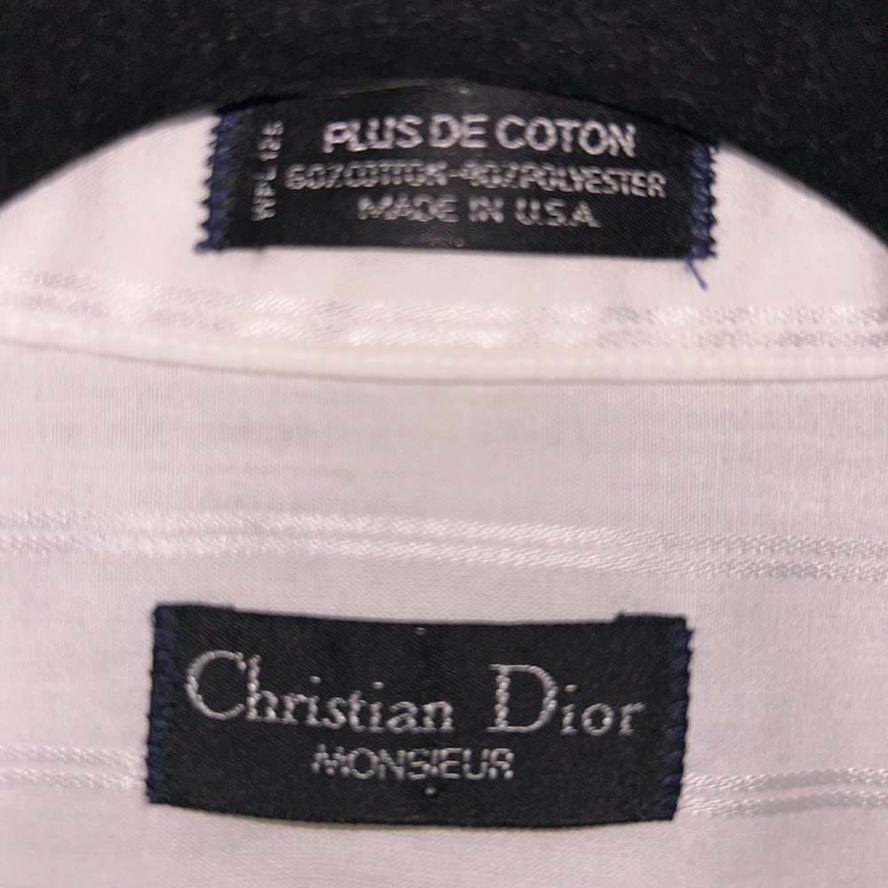 Christian Dior Monsieur Men’s White Dress Shirt with Subtle Stripe - Picture 5 of 11